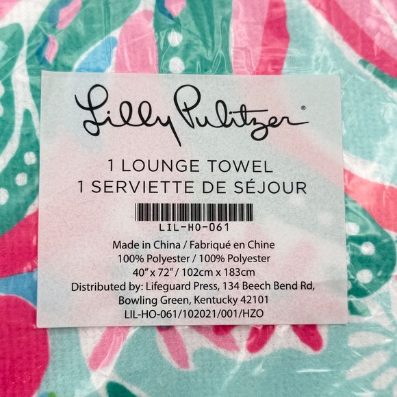 Lilly Pulitzer Lounge Towel Pink Blue Green Floral Paisley LIL-HO-061 40x72 NEW - Picture 5 of 16